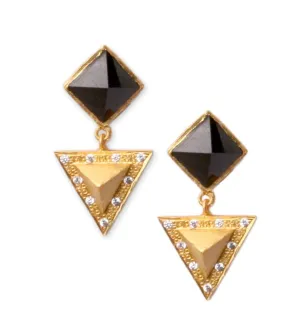 Nubia Black and Gold Geometric Drop Earrings