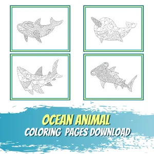Ocean Animals - 4 Pattern Coloring Pages Download