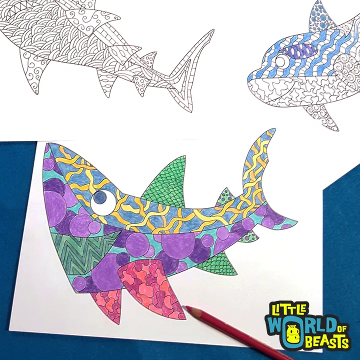 Ocean Animals - 4 Pattern Coloring Pages Download