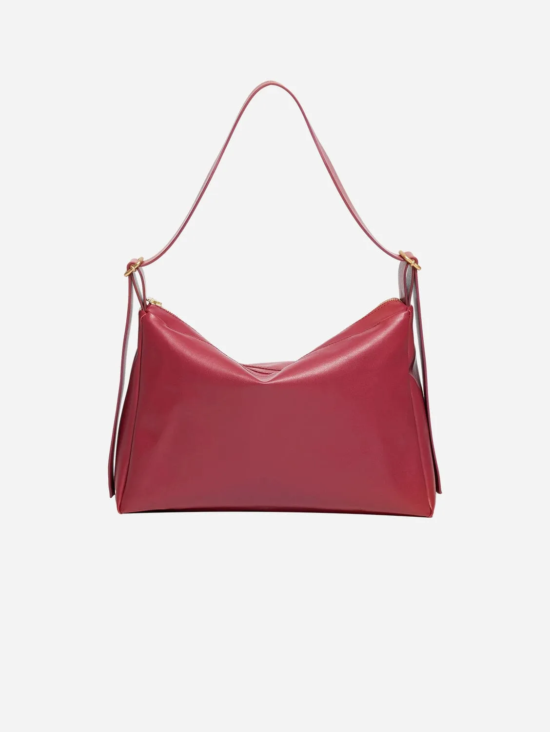 Oleatex Vegan Olive Leather Slouchy Shoulder Bag | Cherry Red