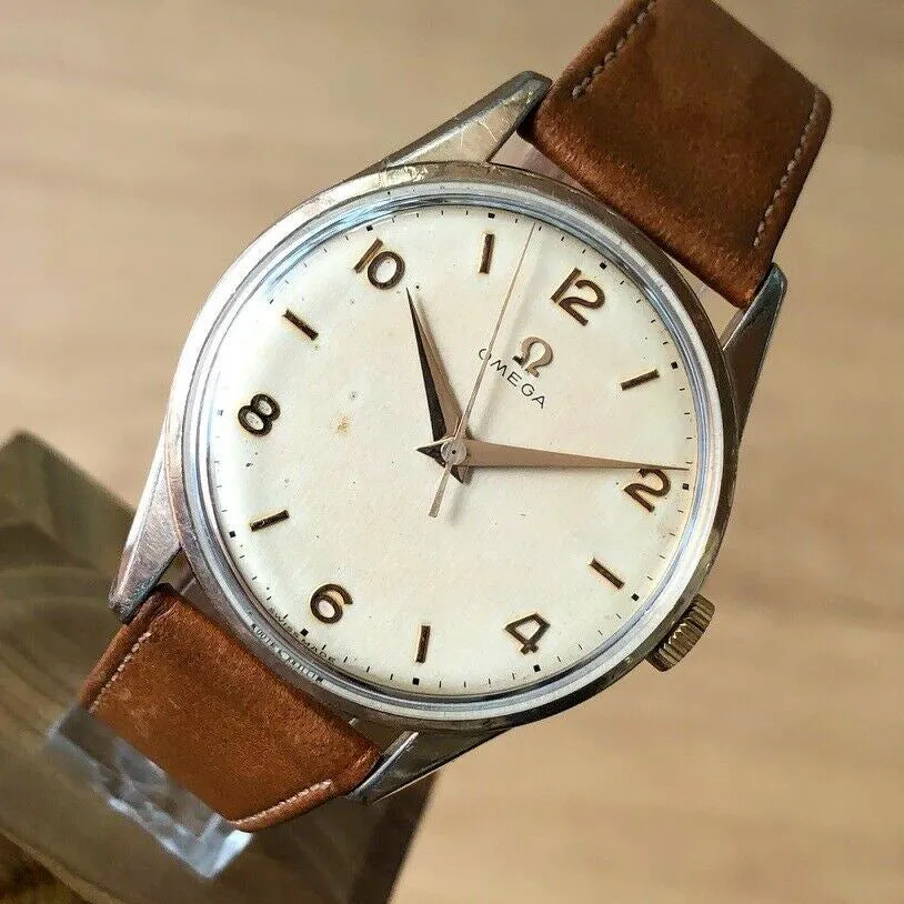 Omega 2810 3 Manual Cal. 283 Arabic Vintage c. 1955 Pink Gold Plated 35 mm