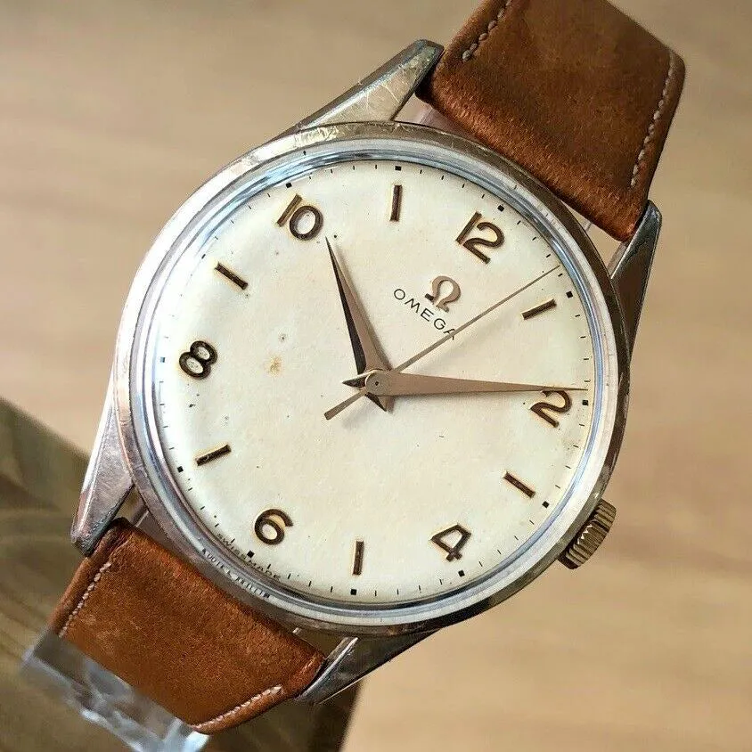Omega 2810 3 Manual Cal. 283 Arabic Vintage c. 1955 Pink Gold Plated 35 mm