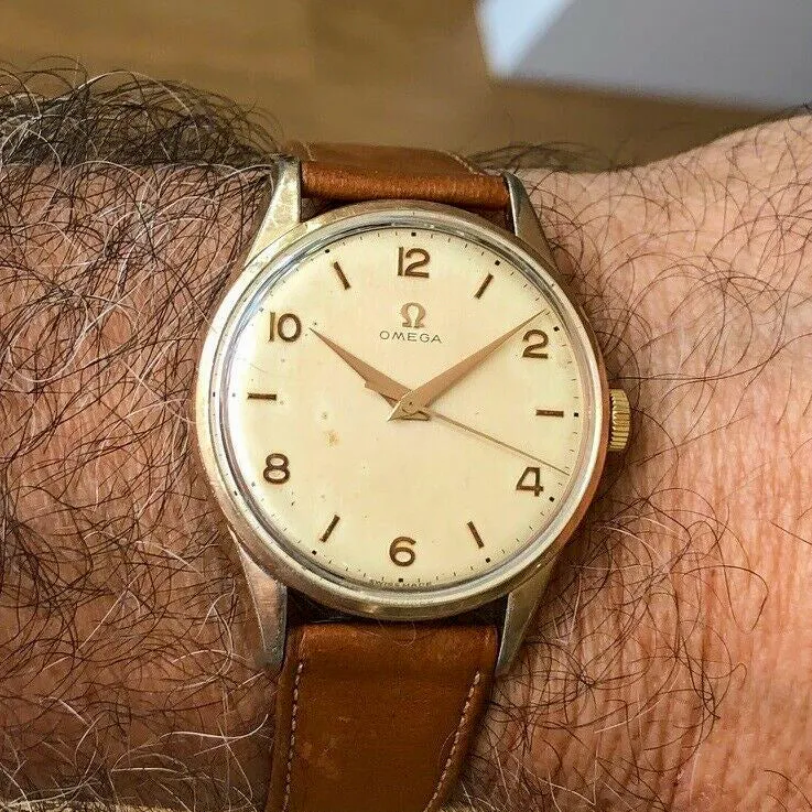 Omega 2810 3 Manual Cal. 283 Arabic Vintage c. 1955 Pink Gold Plated 35 mm