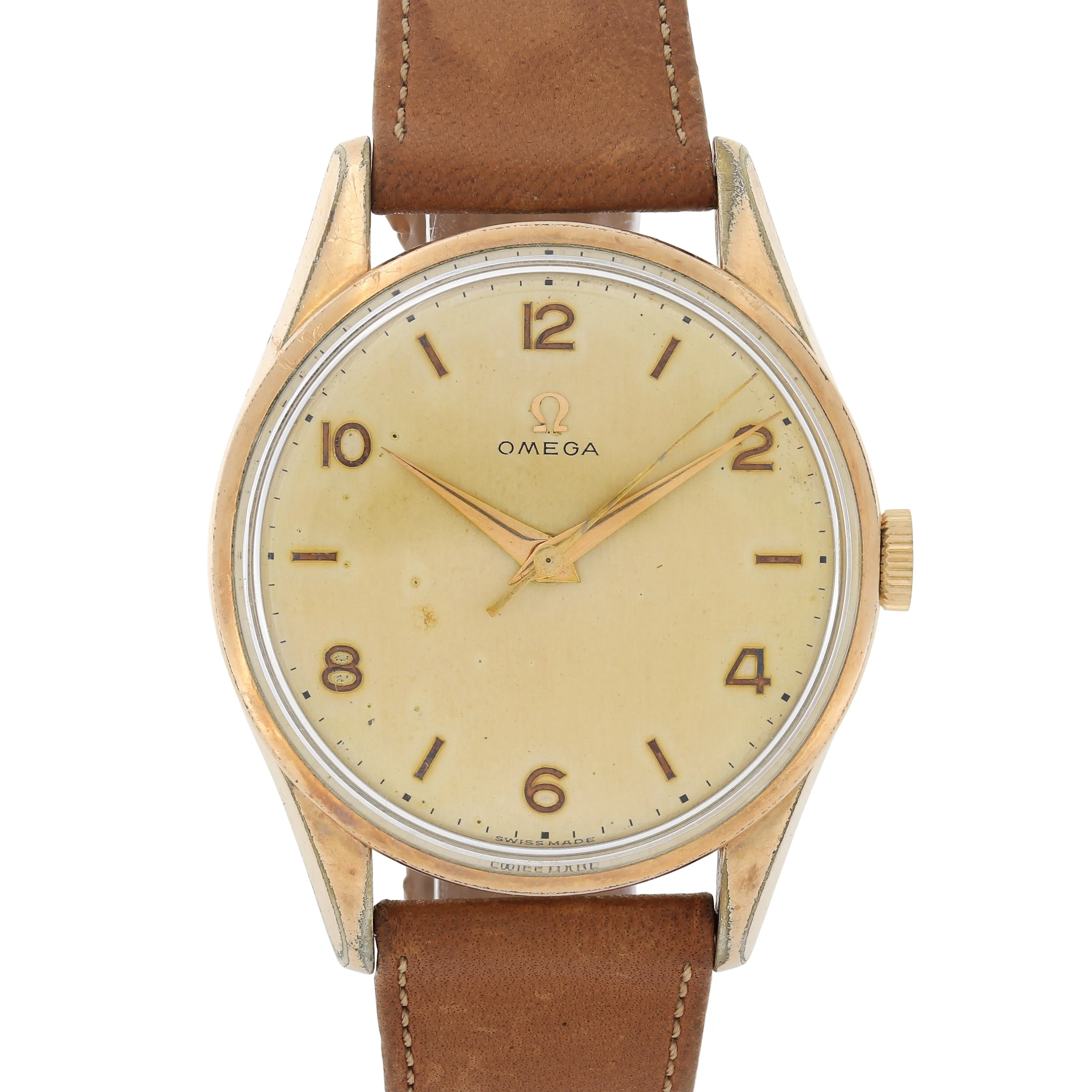 Omega 2810 3 Manual Cal. 283 Arabic Vintage c. 1955 Pink Gold Plated 35 mm