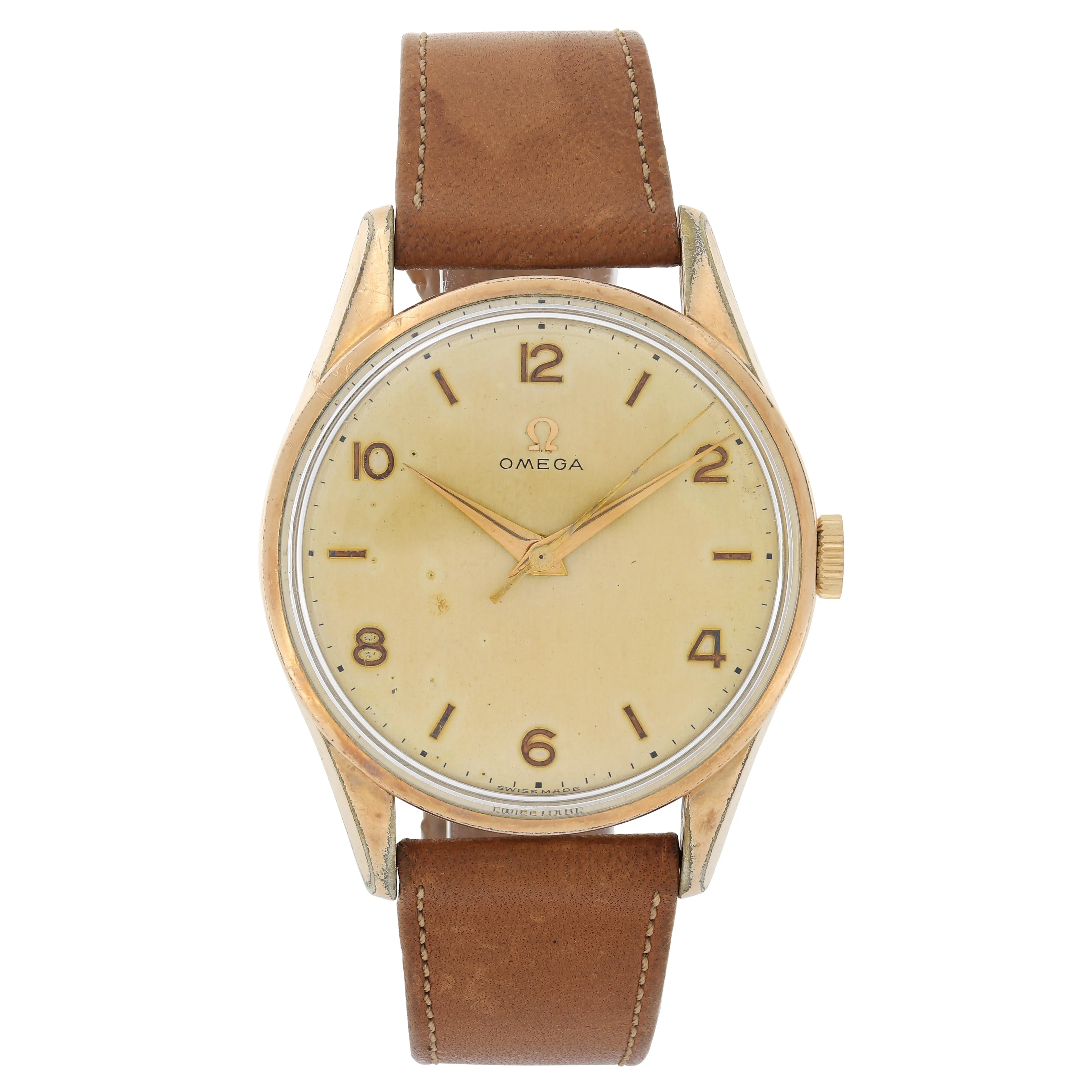 Omega 2810 3 Manual Cal. 283 Arabic Vintage c. 1955 Pink Gold Plated 35 mm
