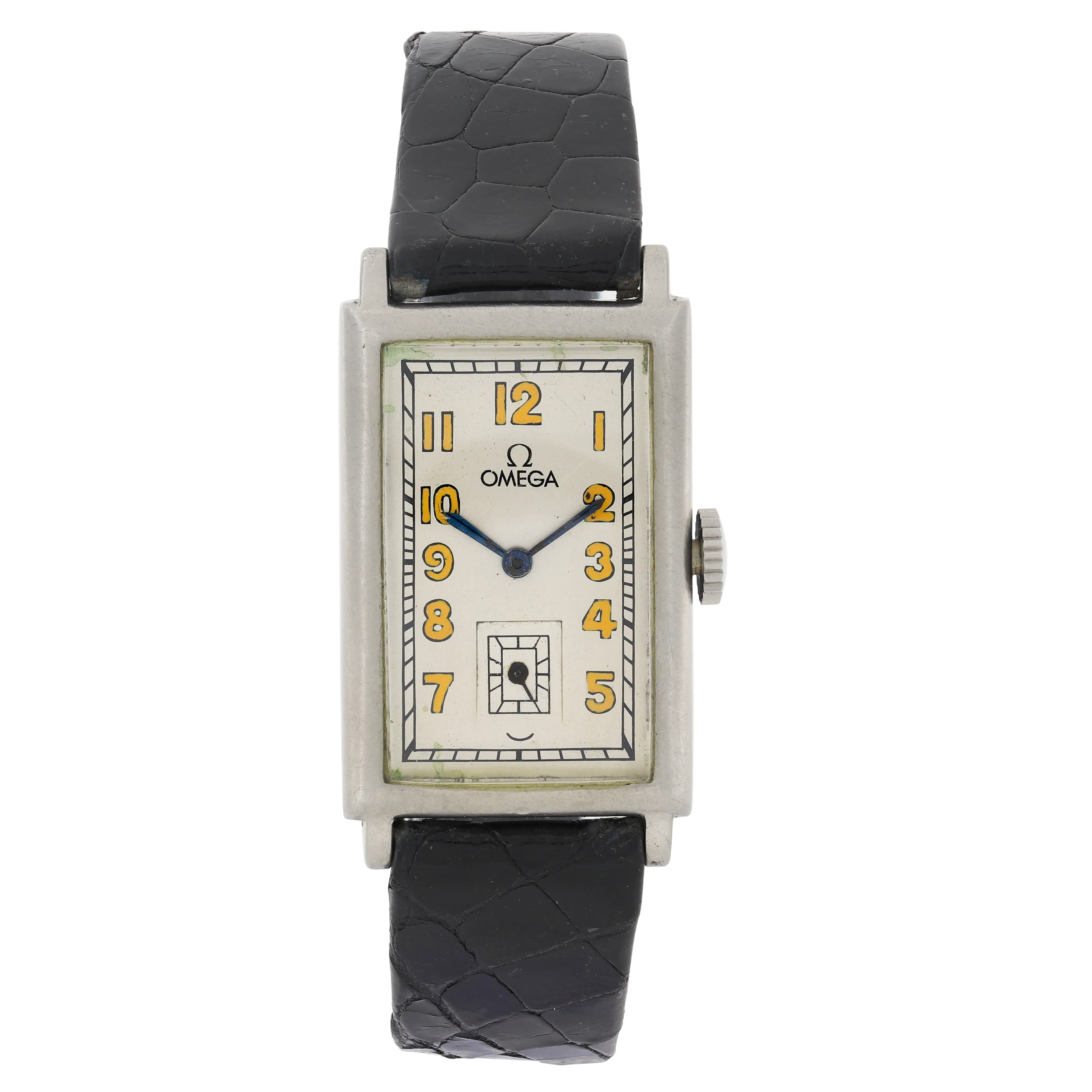 Omega Art Deco Arabic Manual c. 1937 Vintage Steel 22 x 40 mm