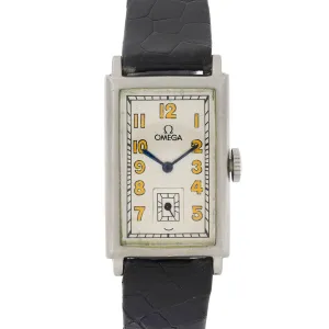Omega Art Deco Arabic Manual c. 1937 Vintage Steel 22 x 40 mm