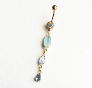 Opal Dangle Belly Ring - Rose Gold