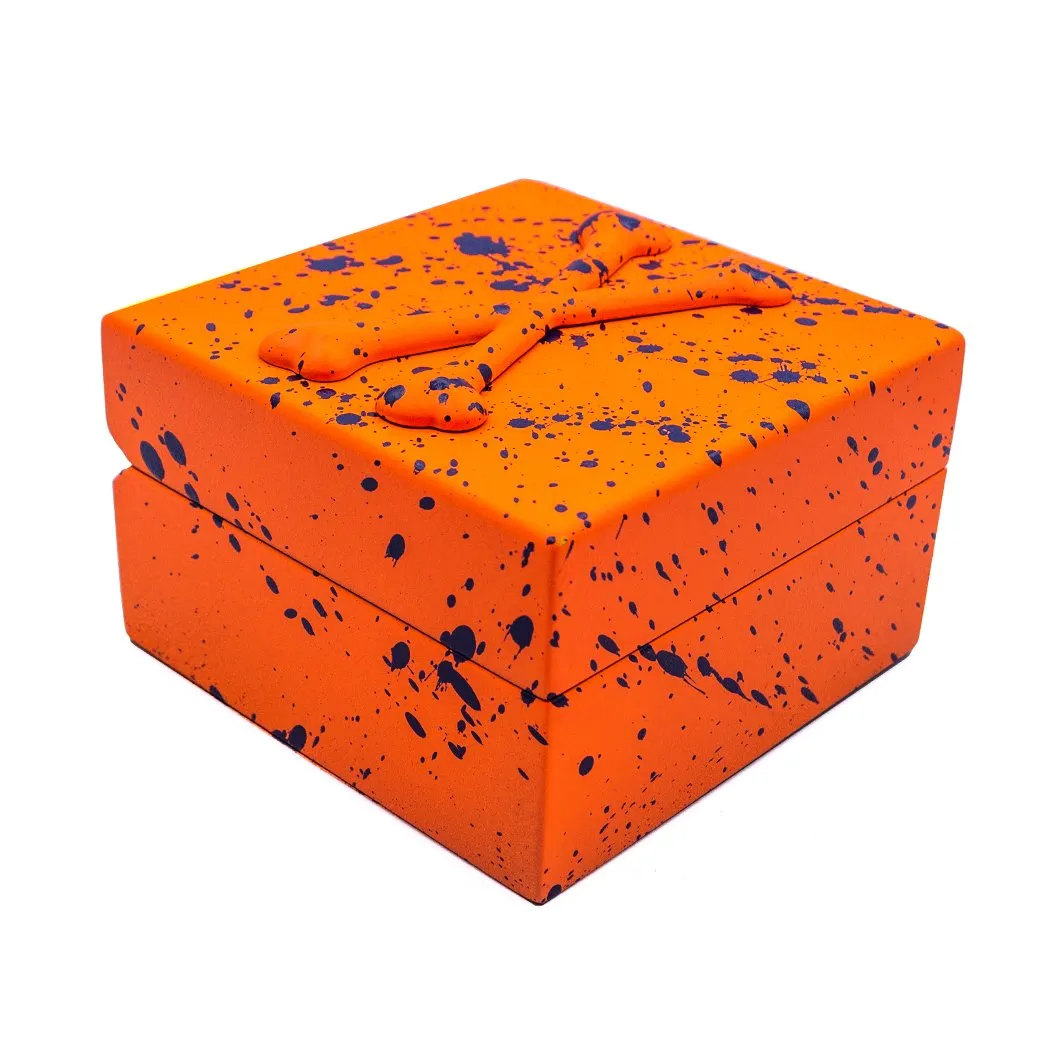 Orange Blue Neon Painted Stingray Single Skull