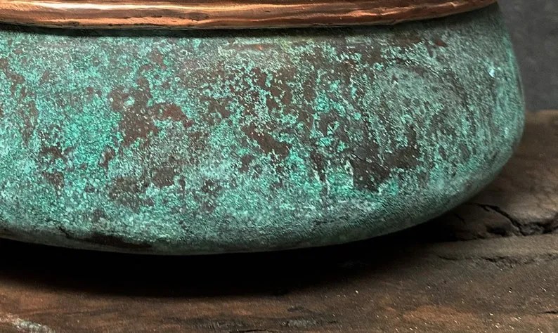 Oxidized Copper Bathroom Sink – Green Patina Copper Washbasin