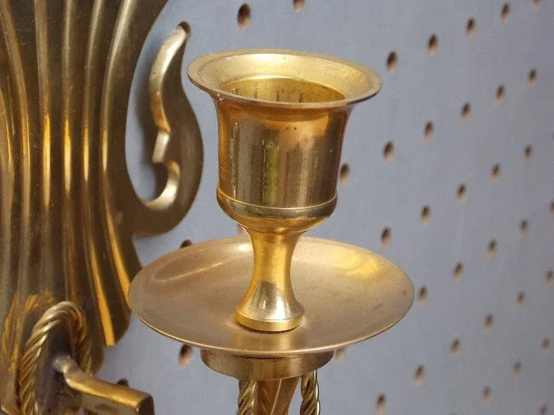 Pair Regency Brass Wall Candle Sconces By Century