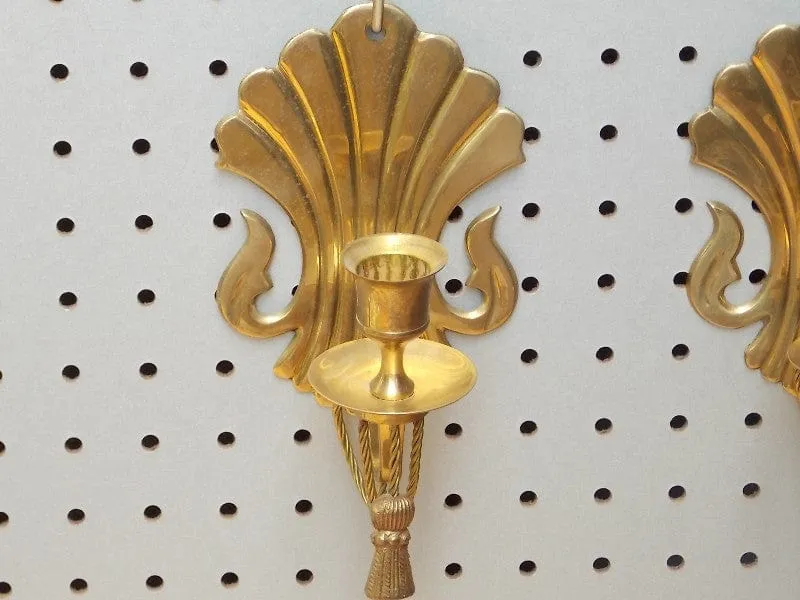Pair Regency Brass Wall Candle Sconces By Century