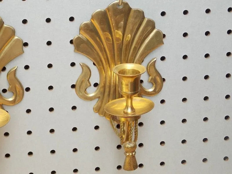 Pair Regency Brass Wall Candle Sconces By Century