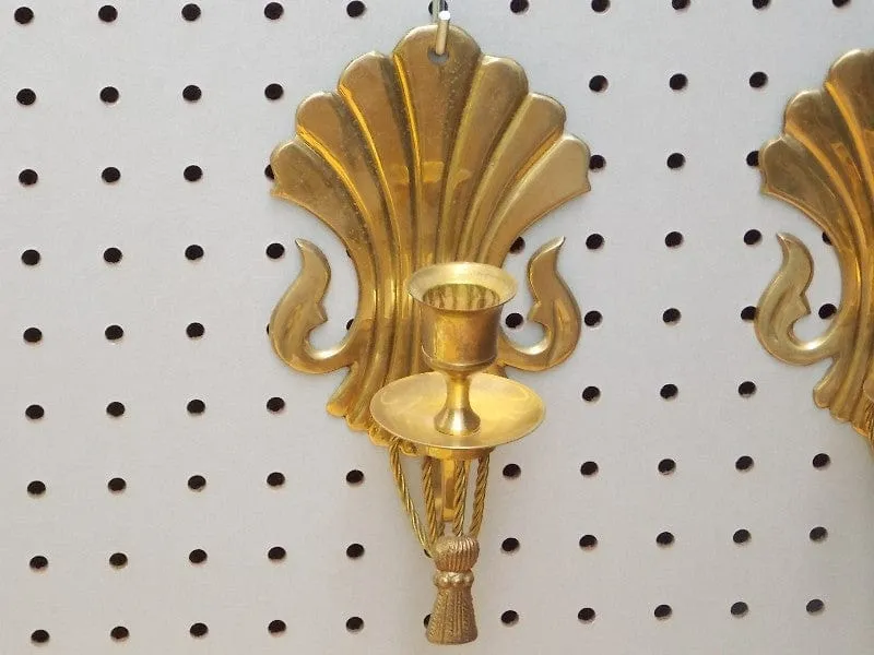 Pair Regency Brass Wall Candle Sconces By Century