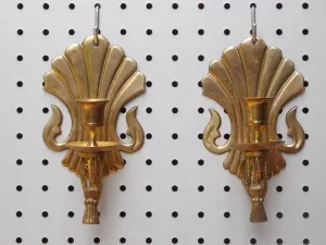 Pair Regency Brass Wall Candle Sconces By Century