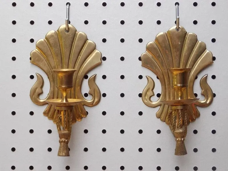Pair Regency Brass Wall Candle Sconces By Century