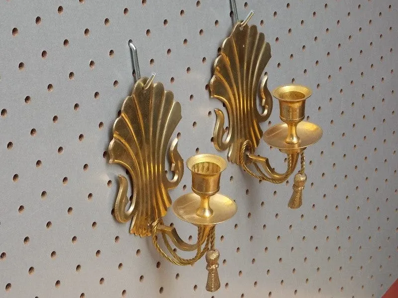 Pair Regency Brass Wall Candle Sconces By Century