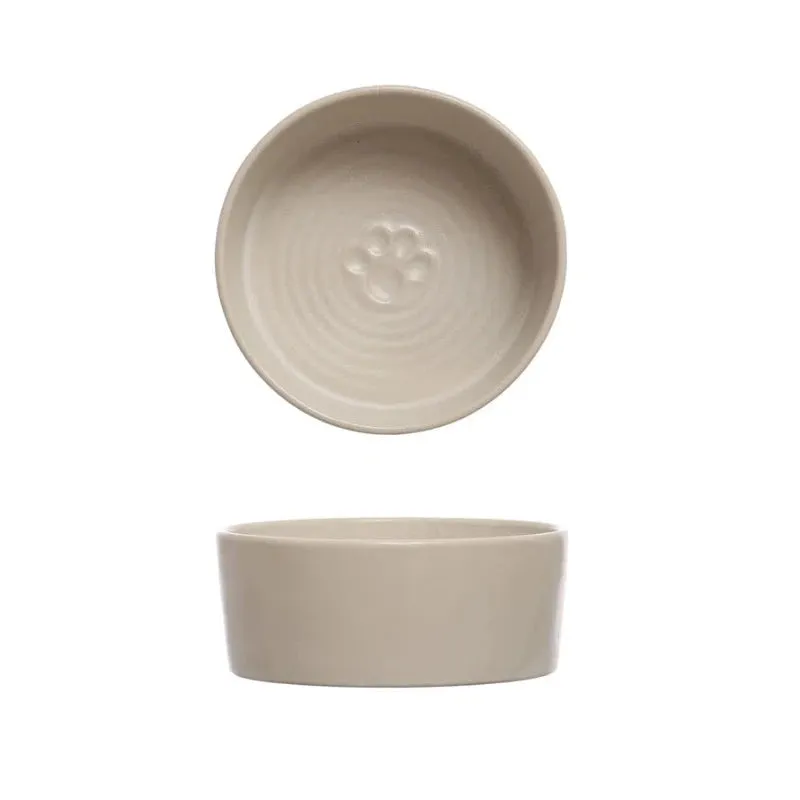 Paw Print Stoneware Pet Bowl