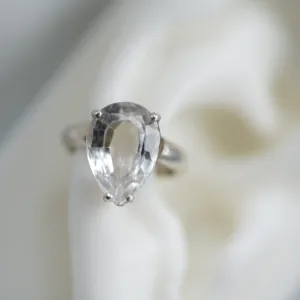 Pear shape White Topaz ear cuff in silver