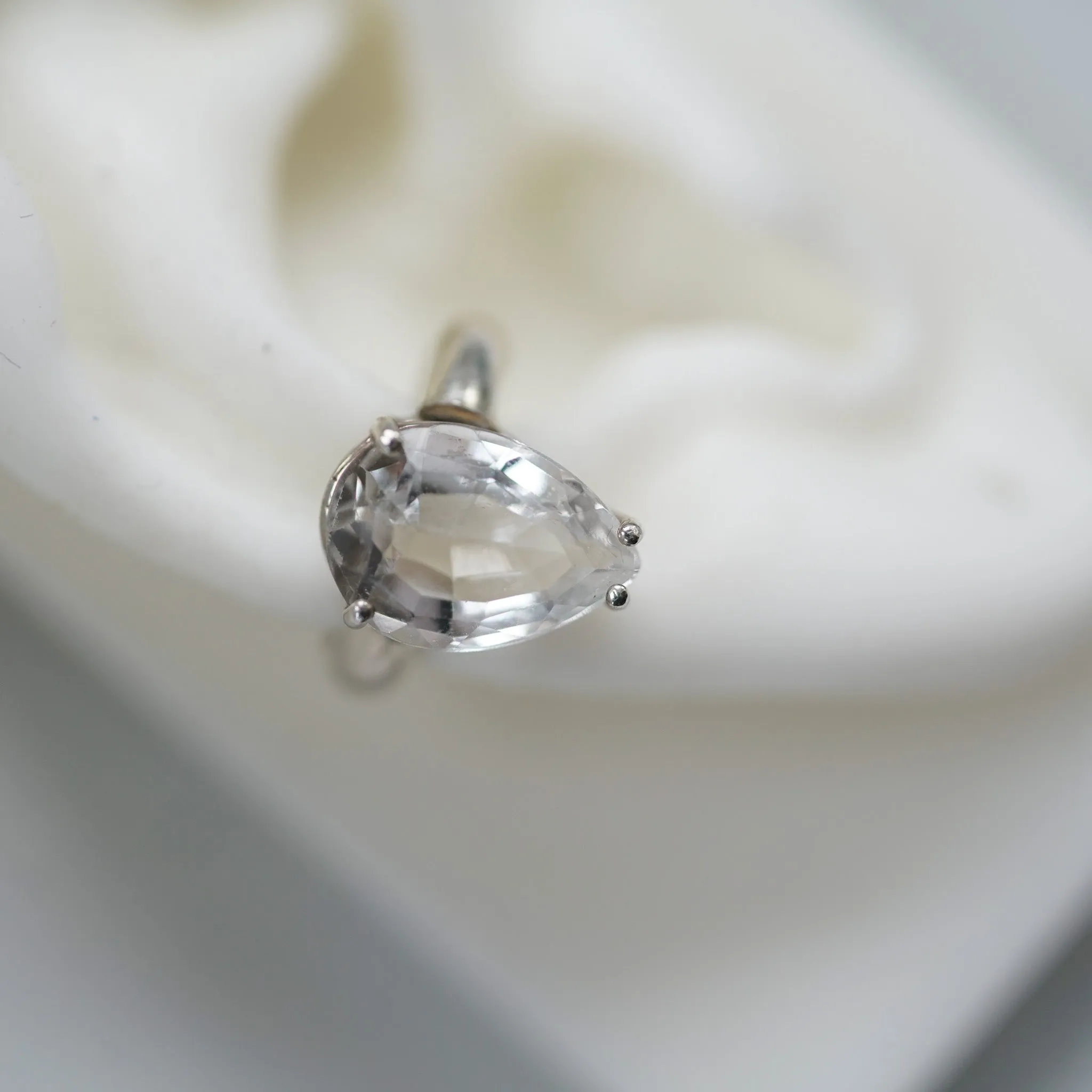 Pear shape White Topaz ear cuff in silver