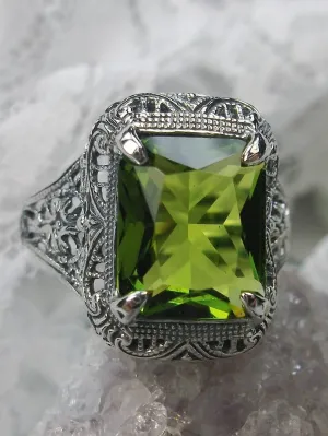 Peridot Ring, 5ct Rectangle Gem, Vintage Jewelry #D200