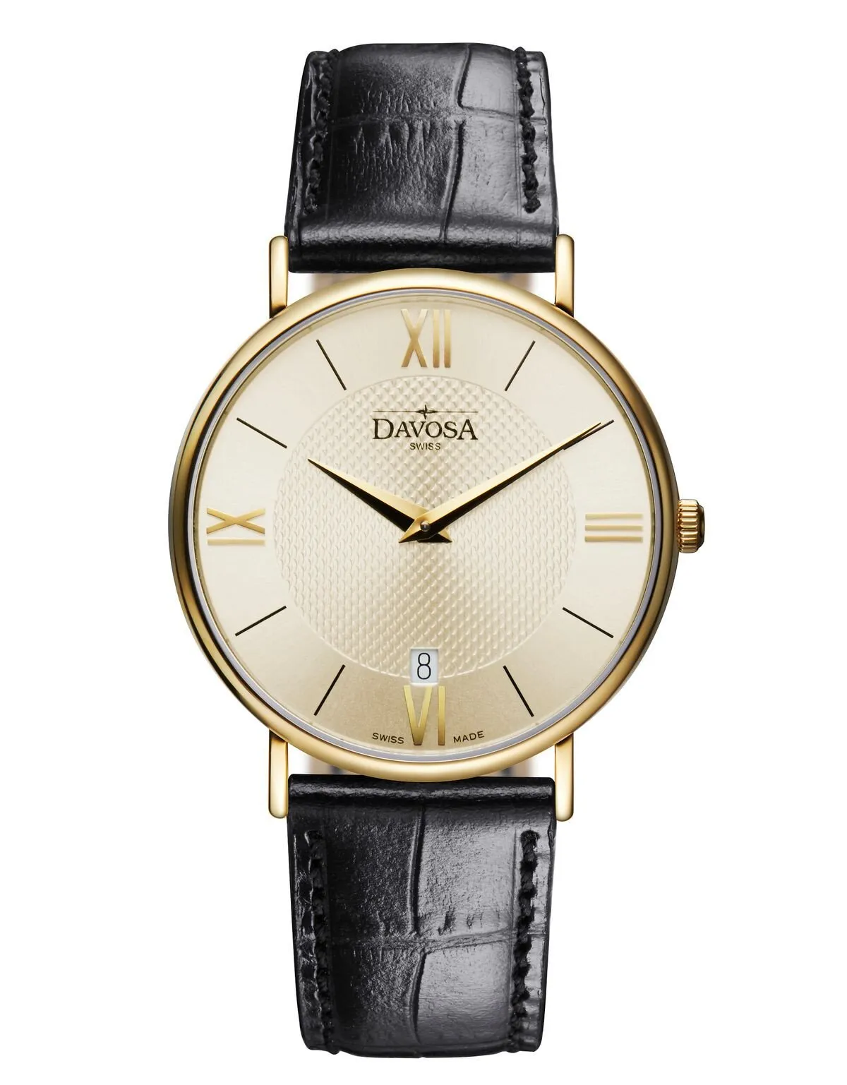 Pianos II Quartz Champagne Guilloche Gold Executive Watch 16248635