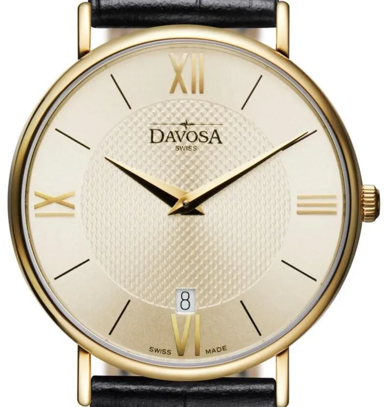 Pianos II Quartz Champagne Guilloche Gold Executive Watch 16248635