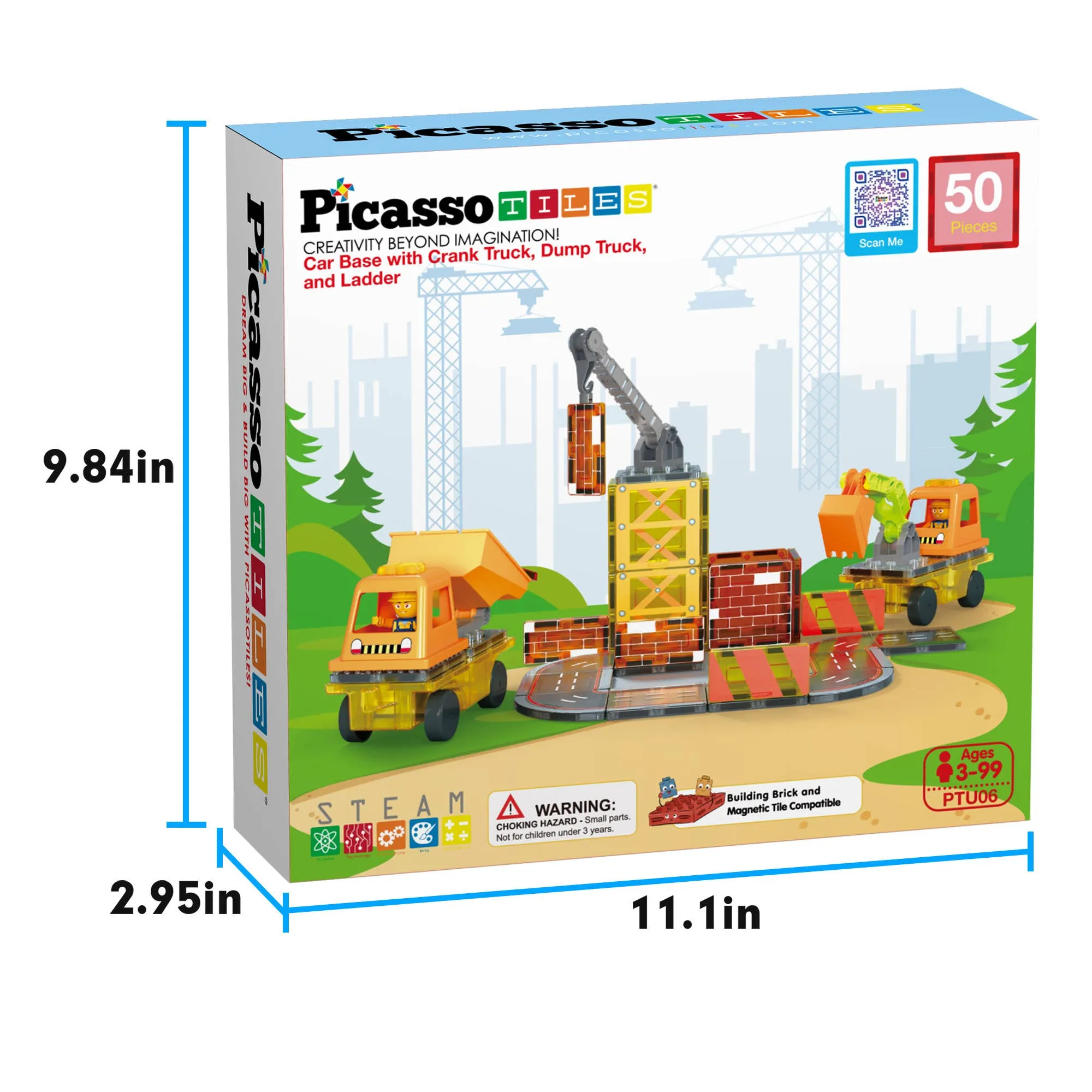PicassoTiles Magnet Tile Construction 5-in-1 Building W/ Accessories