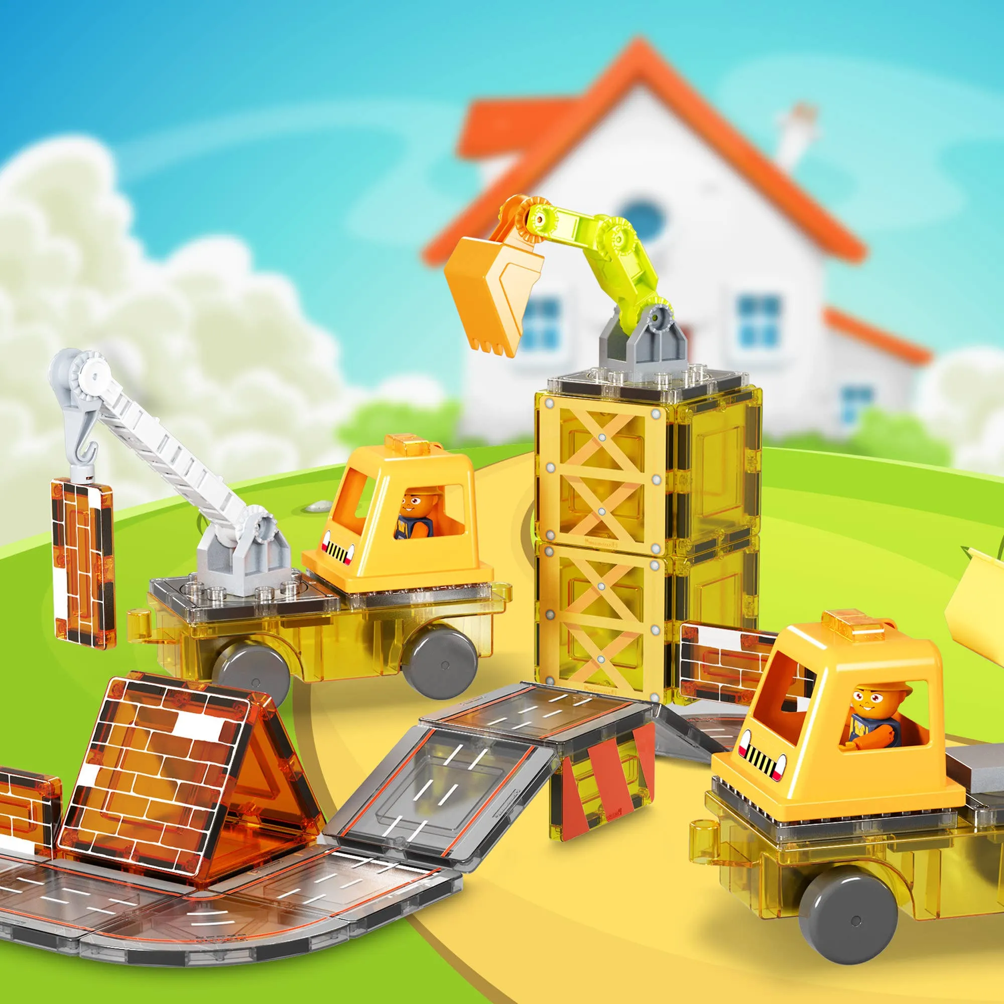 PicassoTiles Magnet Tile Construction 5-in-1 Building W/ Accessories