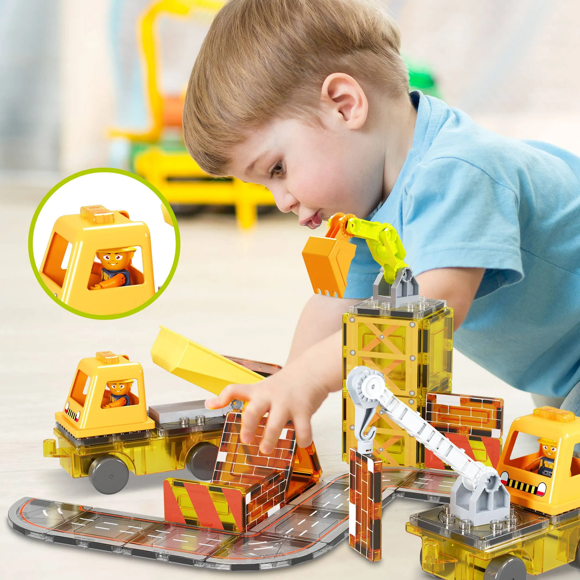 PicassoTiles Magnet Tile Construction 5-in-1 Building W/ Accessories