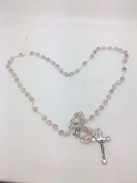 Pink Crystal Cut and Capped Rosary