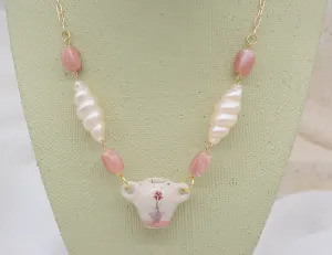 Pink Flower Pot Necklace