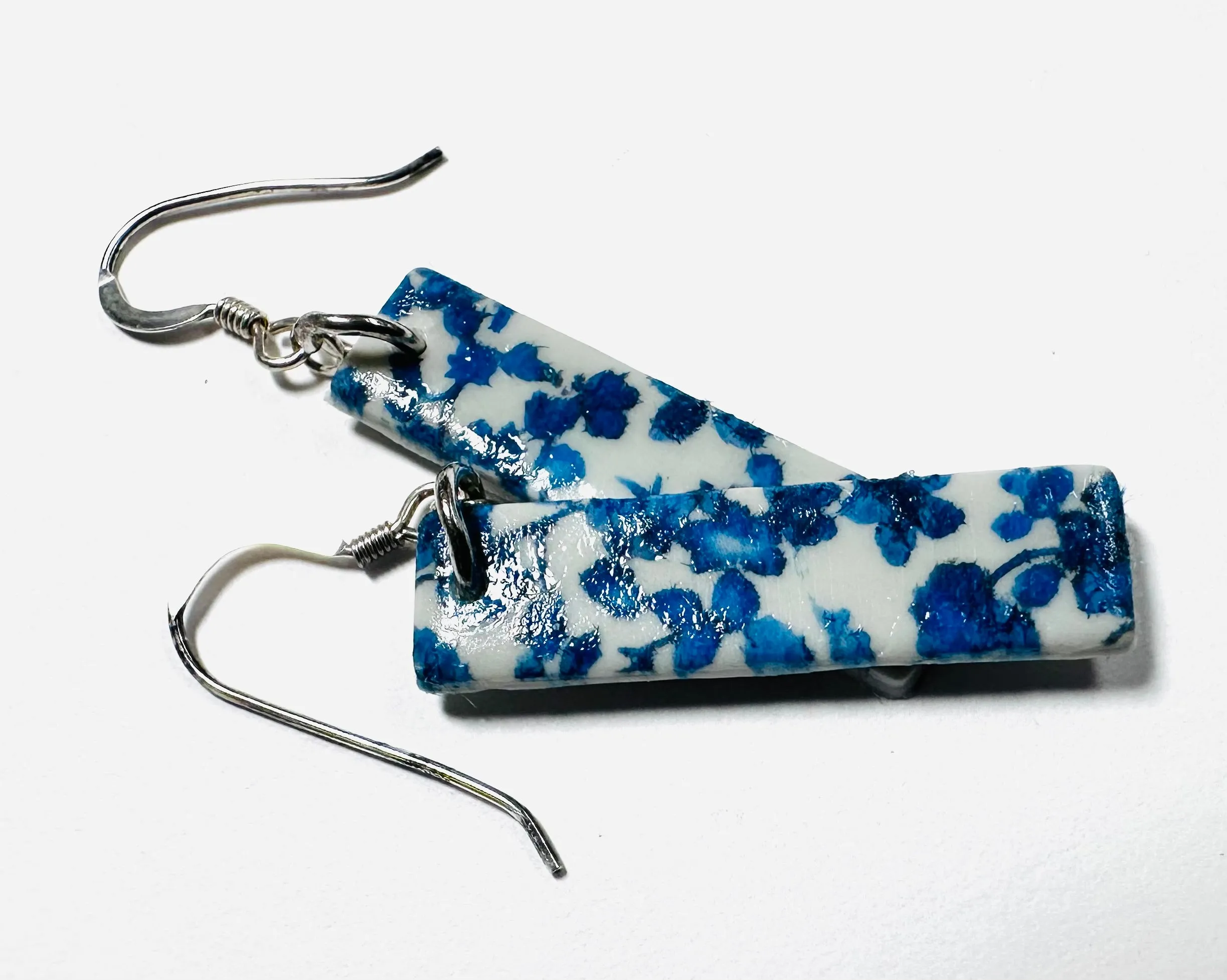 Polymer Clay Bar Earrings, Bar Earrings, Floral Earrings, Ombre Earrings