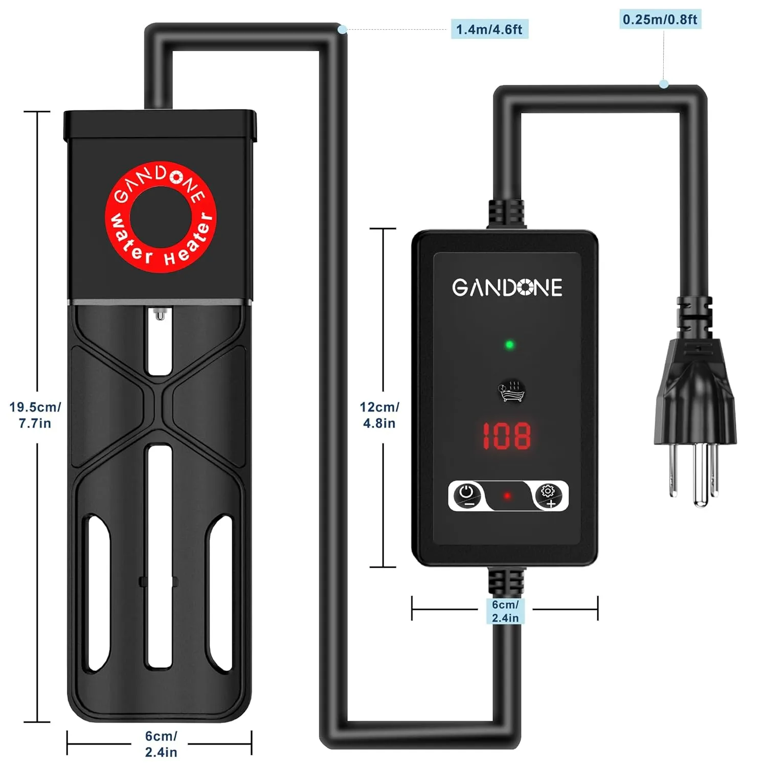 Portable Spa Water Heater, Hot Tub Immersion Water Heaters Cast Aluminum Subm...