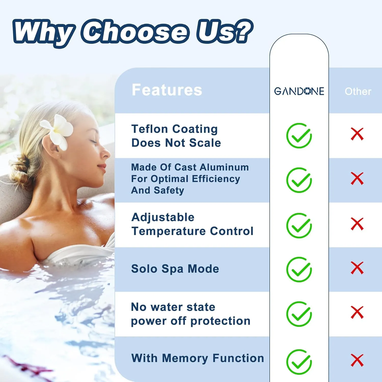 Portable Spa Water Heater, Hot Tub Immersion Water Heaters Cast Aluminum Subm...