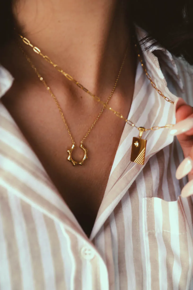 Rae by Alter Ego: Simple 18K Gold Plated half Circle Pendent