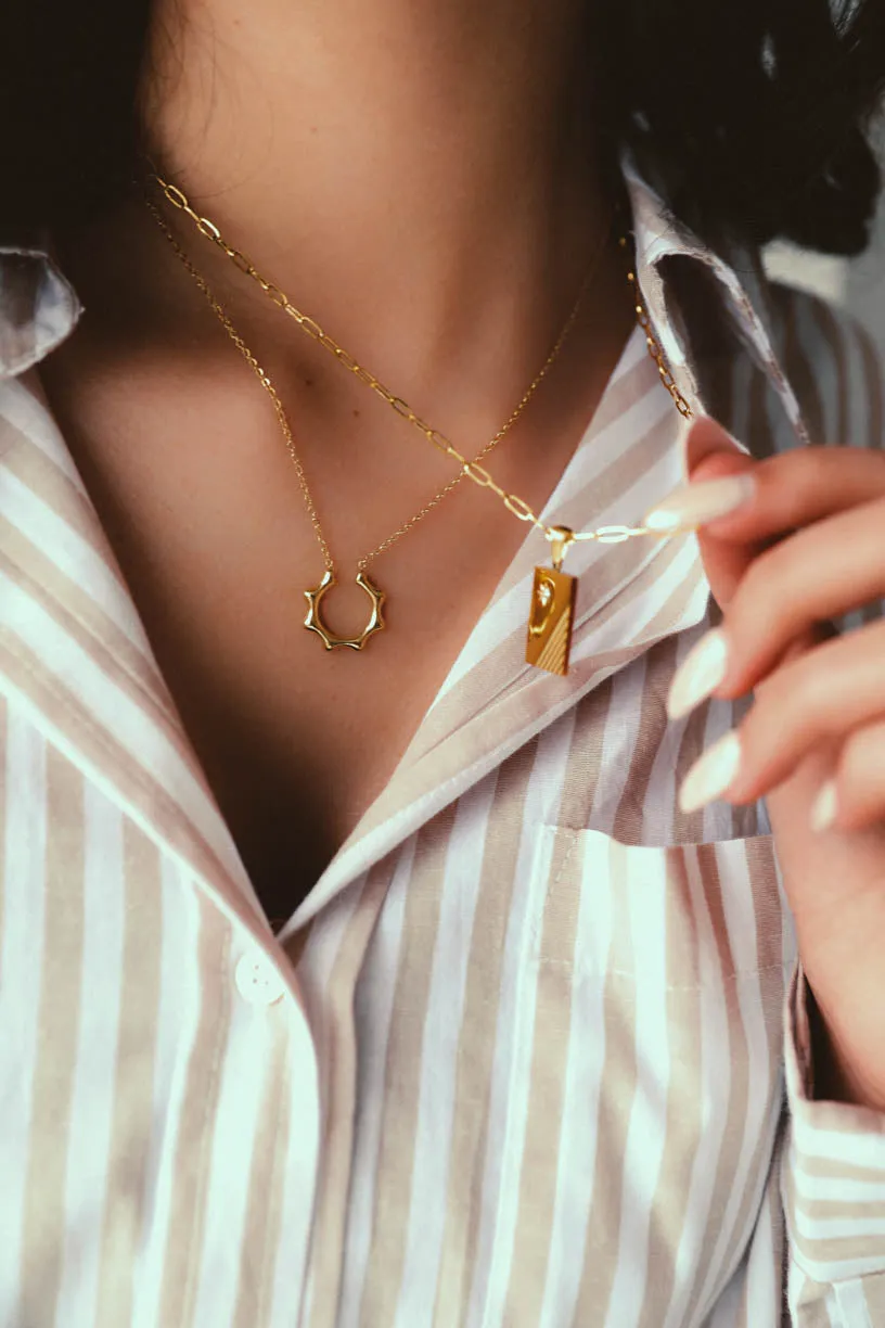 Rae by Alter Ego: Simple 18K Gold Plated half Circle Pendent