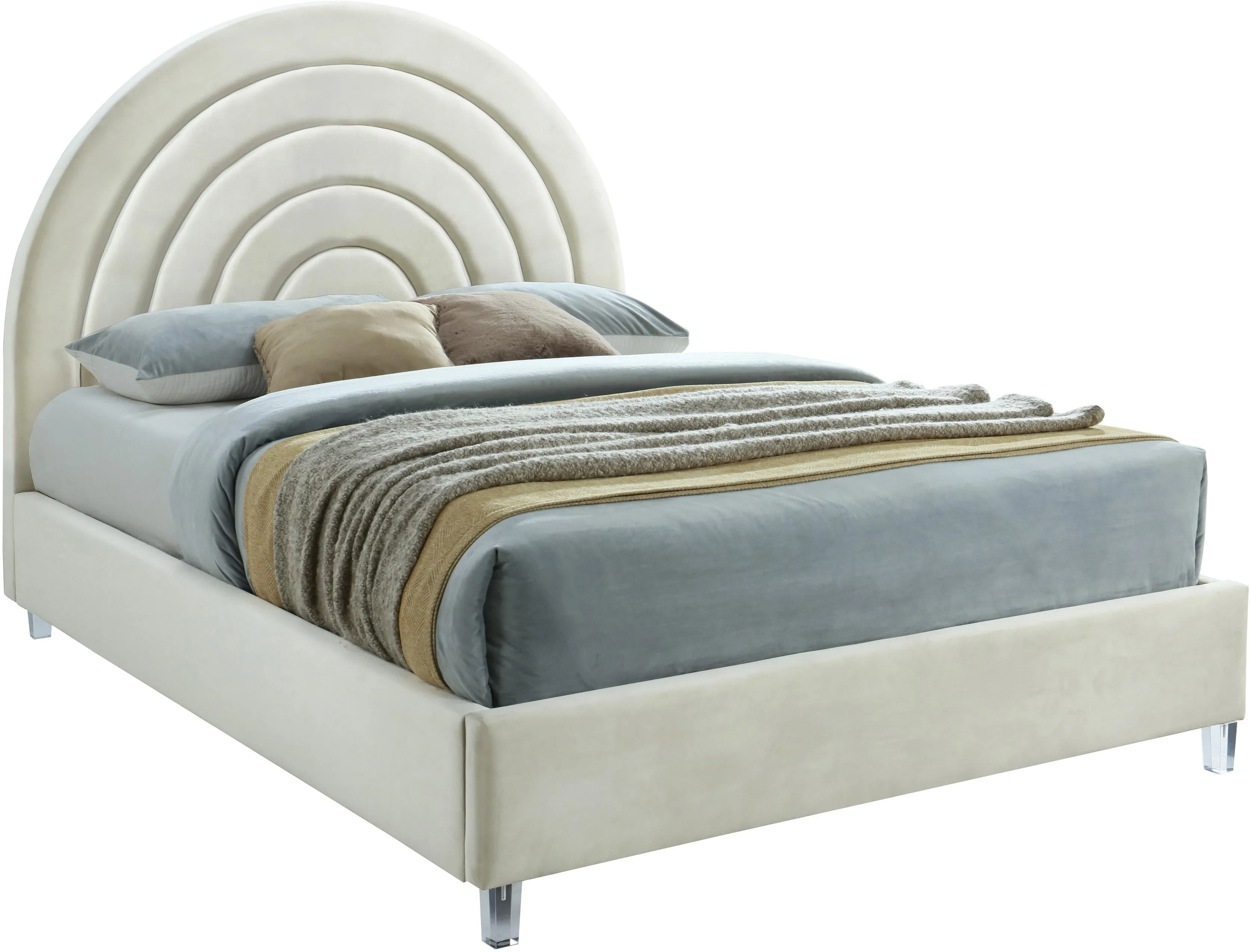 Rainbow Cream Velvet Full Bed