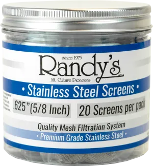 Randy's .625" Stainless Steel Screen Jar - Available In Stainless Steel OR Brass - (36 Packs Per Display)