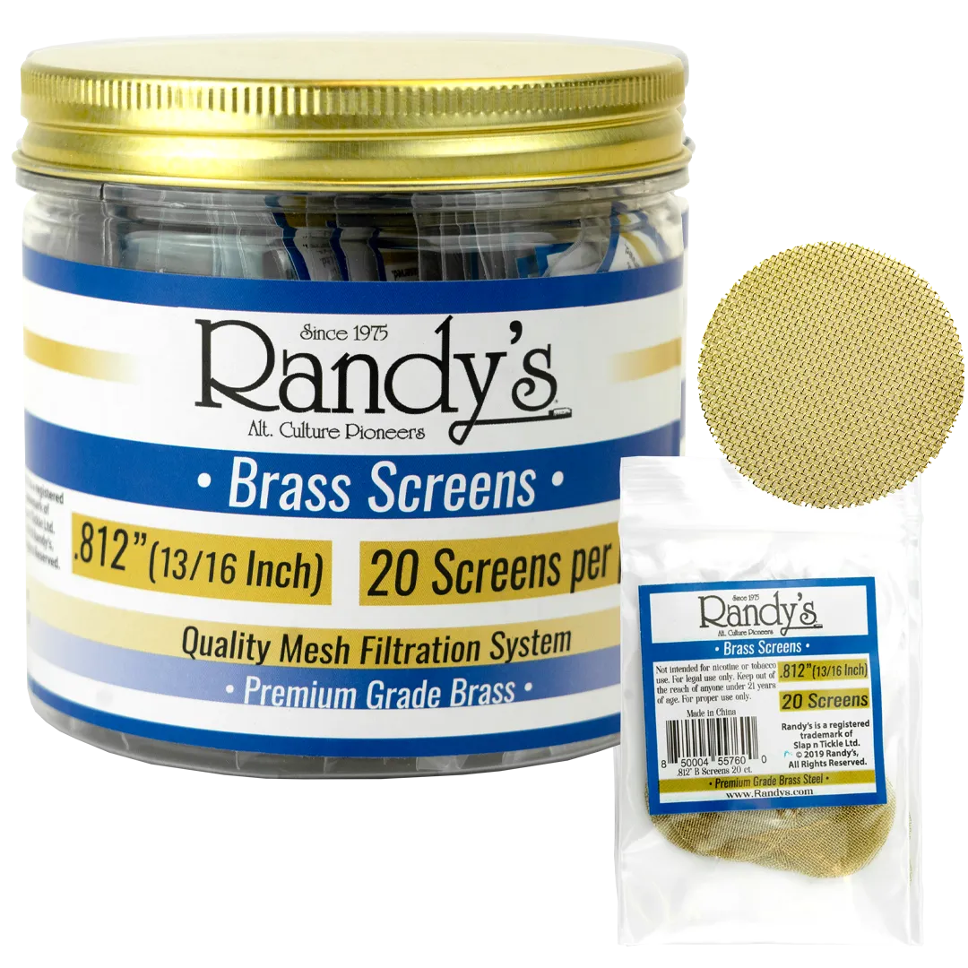 Randy's .812" Screen Jar - Available In Stainless Steel Screen OR Brass - (36 Packs Per Display)
