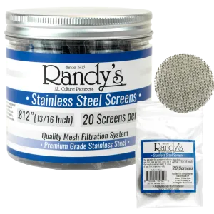 Randy's .812" Screen Jar - Available In Stainless Steel Screen OR Brass - (36 Packs Per Display)
