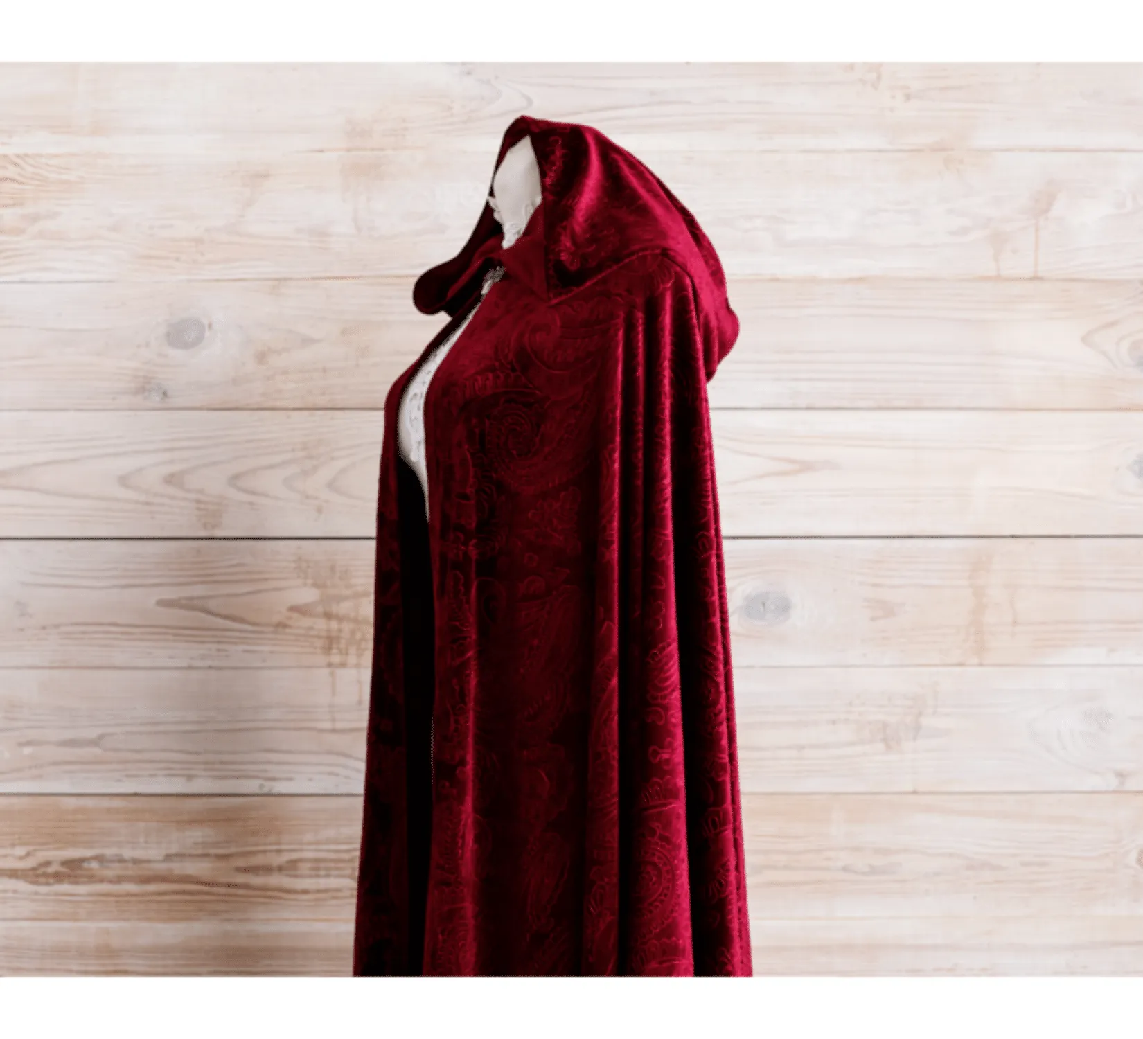 Red magenta velvet fantasy hooded cape