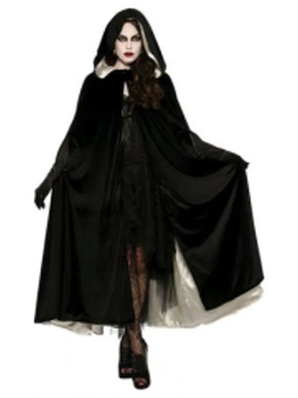 Reversible Black And White Velvet Cape Size Std