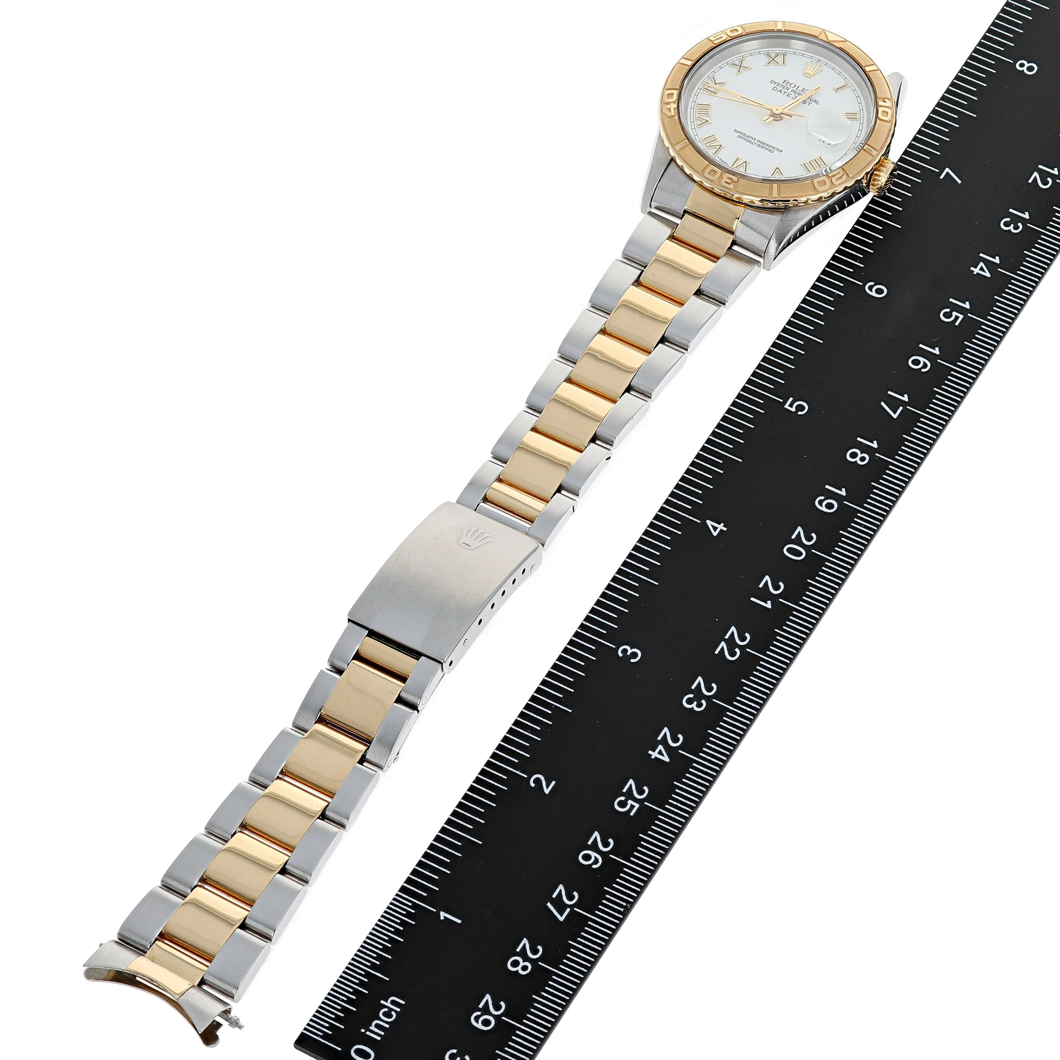 Rolex Datejust Turn-O-Graph 16263 White Roman c. 1995 Oyster 18k Yellow Gold & Steel 36 mm