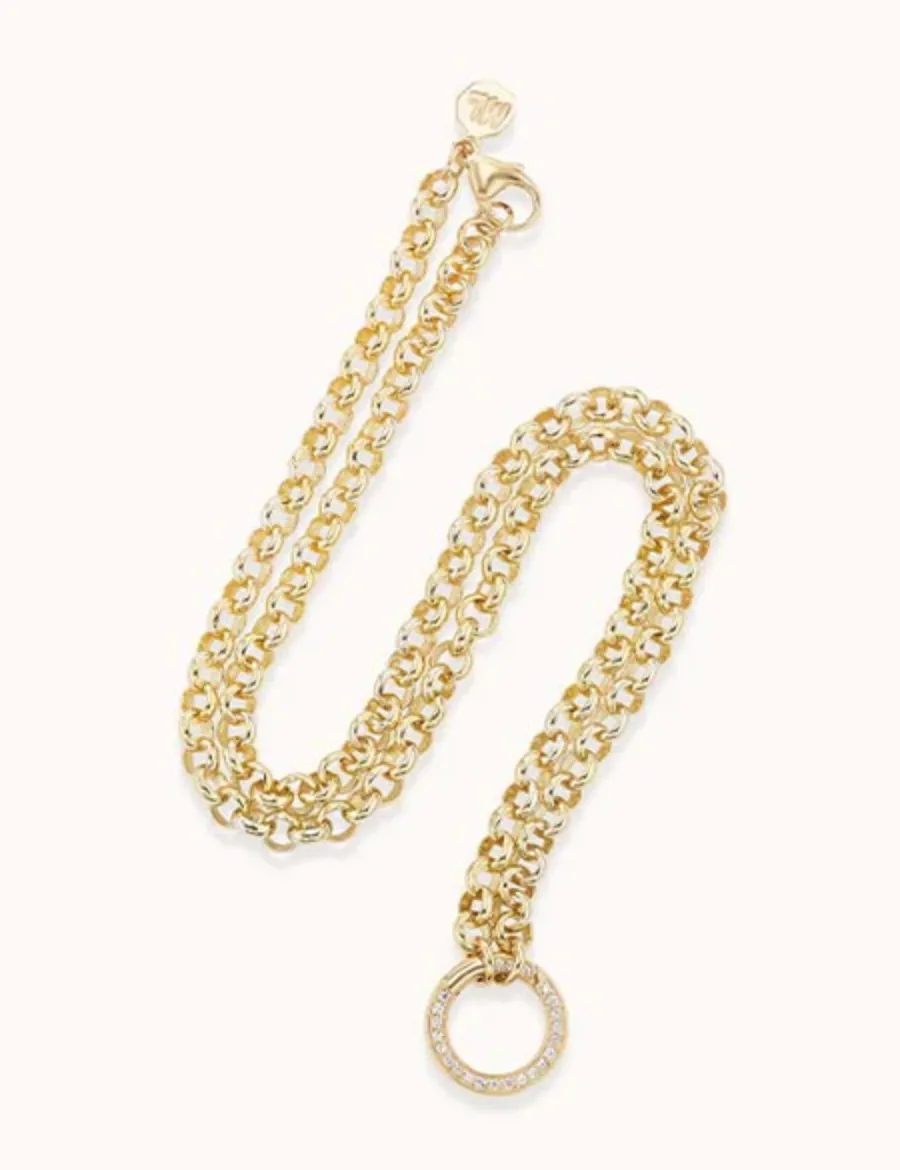 Rolo Chain with Pave Clasp