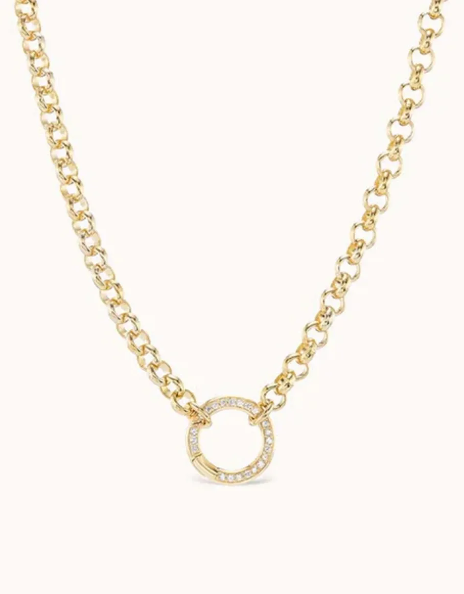 Rolo Chain with Pave Clasp