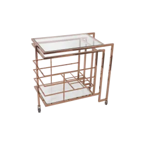 Rose Gold Brass and Glass Bar Cart - Vintage