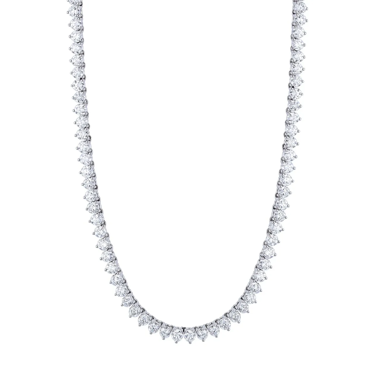 Round Cut 18K White Gold 11.69ct Diamond Tennis Necklace