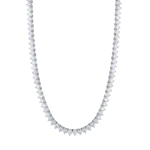 Round Cut 18K White Gold 11.69ct Diamond Tennis Necklace