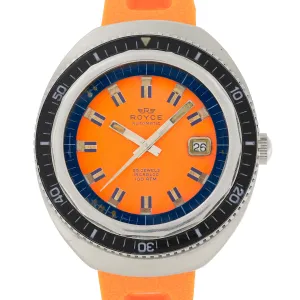 Royce Jumbo Diver Vintage Automatic Orange Rare c. 1970 Steel 43 mm